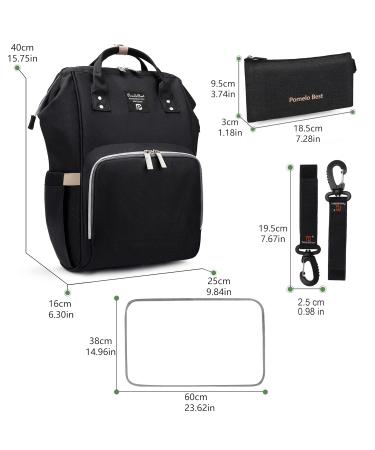 Pomelo Stylish Baby Diaper Backpack | Multifunctional Water-Repellent Large Capacity | Perfect for On-the-Go Black Design - Buy Online on SooperMarket.com