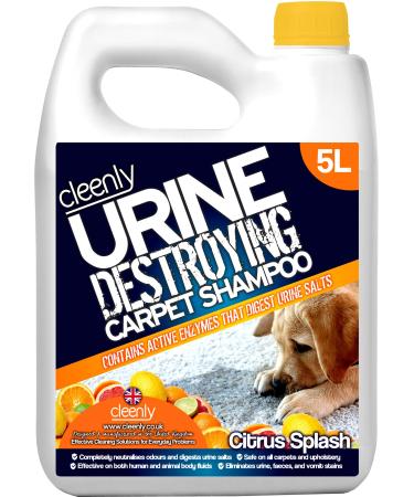 Cleenly Urine Destroying Enzyme Pet Carpet Shampoo Cleaning Detergent (5 Litres) - Digests Urine Salts - Gets Rid of Urine Vomit and Faeces Stains