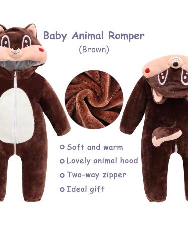 COOKY.D Unisex Winter Animal Hooded Baby Romper - Brown Squirrel (12-18 Months) - Buy Online on SooperMarket.com