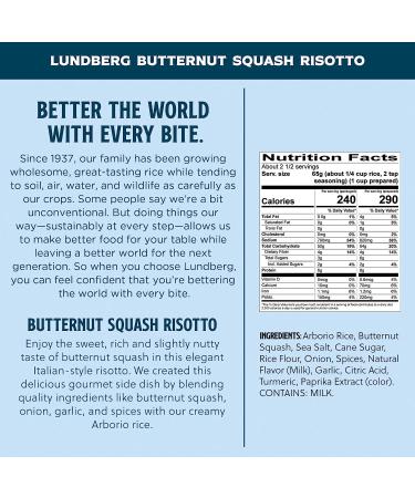 Lundberg Family Farms Traditional Italian Risotto Butternut Squash - Convenient Gluten-Free Side Dish (5.8 oz 6-Pack) - Buy Online on SooperMarket.com