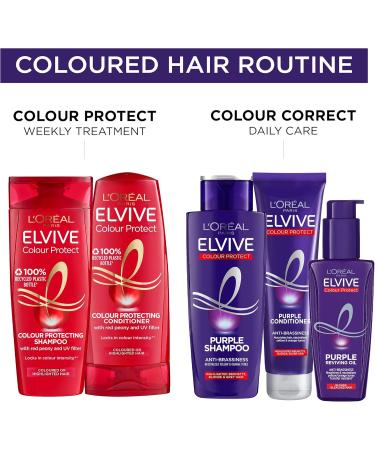 L'Oreal Paris Elvive Colour Protect Purple Anti-Brassiness Hair Oil For Highlighted Brunette Blonde & Grey Hair 100ml - Buy Online on SooperMarket.com