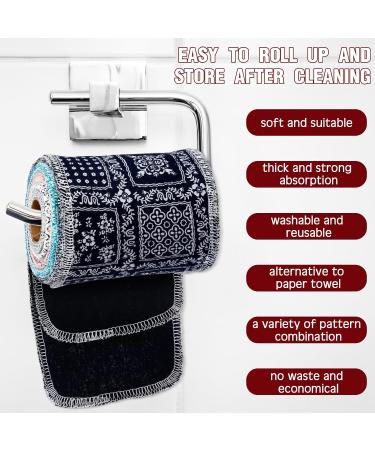 Vitalcozy 50-Pack Reusable Cotton Toilet Towels | Washable Bidet & Paperless Kitchen Towels | Eco-Friendly Vintage Flower Design - Buy Online on SooperMarket.com