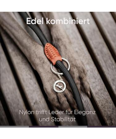 Freudenier Adjustable Dog Leash for Medium & Large Dogs - 2m Robust Nylon with Brown Leather Elements - Perfect for Chasing - Buy Online on SooperMarket.com