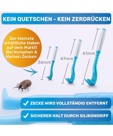 Bluepet 3 Set Premium Tick Hooks - Effective Tick Remover for Dogs Cats Horses & Humans - Alternative to Tick Tweezers - Tick Protection Tool - Buy Online on SooperMarket.com