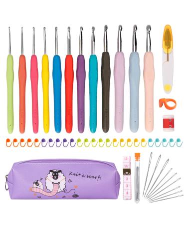 Crochet Hooks 51 Pack Crochet Hook Set 12 PCS 2mm(b)-8mm(b) Crochet Hooks Ergonomic Soft Grip for Arthritic Hands Crochet Needle Set with Case and Crochet Accessories for Beginners