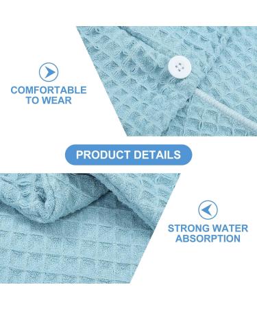Buy Hair Drying Towel Turban - Waffle Button Wrap for Long Hair | Women's Shower Hair Wrap - Blue - Buy Online on SooperMarket.com