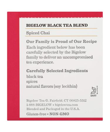 Bigelow Spiced Chai Black Tea - Caffeinated, 120 Tea Bags (6 Packs of 20) - Buy Online on SooperMarket.com