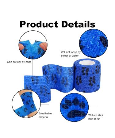 8 Rolls Dog Bandage Self Adhesive Cohesive Dog Bandage Vet Wrap for Dogs Non-Woven Elastic Dog Paw Bandage for Legs Paws Wrist Ankle 5cm X 4.5m (Multicolor) - Buy Online on SooperMarket.com