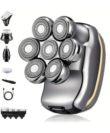 6 in 1 Men's Electric Head Shaver Razor Rechargeable Cordless Hair Shaving Razors for Bald Man Waterproof Wet Dry Beard Trimmer