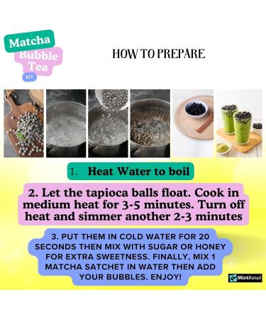 Matcha Bubble Tea Kit (7 servings) with Ranong Thai Tea Mix Matcha Green Tea Latte Instant Mix 161g and Wu Fu Yuan Black Tapioca Pearls 250g Including Mint Retail Boba Tea Straws - Buy Online on SooperMarket.com