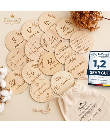 Prinzental 40 Milestone Cards for Pregnancy | Engraved Wooden Photo Cards | Perfect for 9 Months (German) - International Shipping Available - Buy Online on SooperMarket.com
