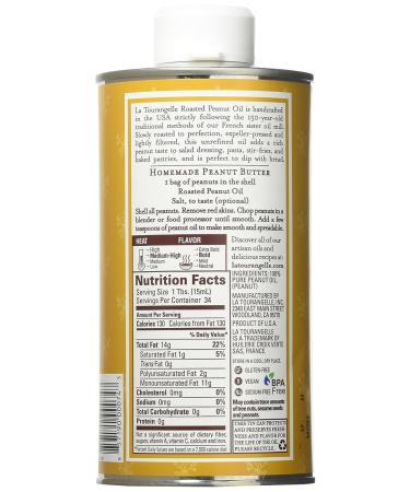 La Tourangelle Roasted Peanut Oil 16.9oz - Premium Quality Oil for Cooking and Salad Dressing - Buy Online on SooperMarket.com