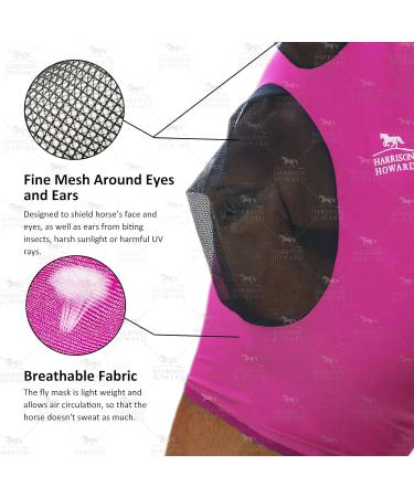 Harrison Howard Super Comfort Stretchy Fly Mask - Large Eye Space UV Protection & Breathability - Rosenrot L - Buy Online on SooperMarket.com