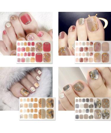JSRQT 12 Sheets Toenail Polish Stickers Diamond Glitter Full Wrap Toe Nail Art Stickers Decals for Women Girls Self Adhesive Nail Stickers Manicure with Nail File Nail Stickers Strip for Feet DIY - Buy Online on SooperMarket.com