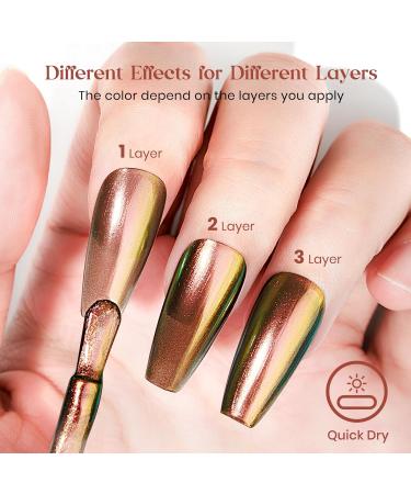 MIZHSE 15ML Chameleon Nail Polish Quick Dry Nail Varnish Shimmer Iridescent Nail Polish Holographic Chrome Nail Art No Need Lamp Cure 004 - Buy Online on SooperMarket.com