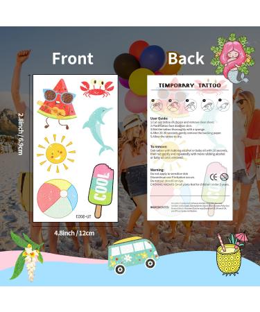 Glitter Summer Tattoos for Kids & Adults - Hawaiian Luau Themed, Waterproof Stickers for Pool Parties & Beach Decor - Buy Online on SooperMarket.com