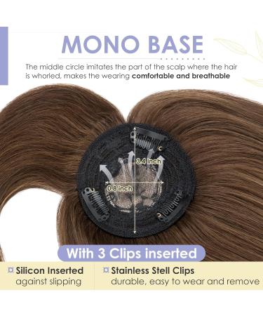 TESS Human Hair Toppers with Fringe Pony Clip in Hair Toppers for Thinning Hair Women Real Hair Mono Base Toupee Hair Topper for Women Human Hair 14 Inch #04 Medium Brown 14 Inch Medium Brown - Buy Online on SooperMarket.com