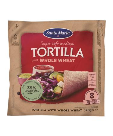 Santa Maria Tortilla Whole Wheat Medium 320g | Whole grain for full flavor | Ideal for children's birthdays lunches or picnics