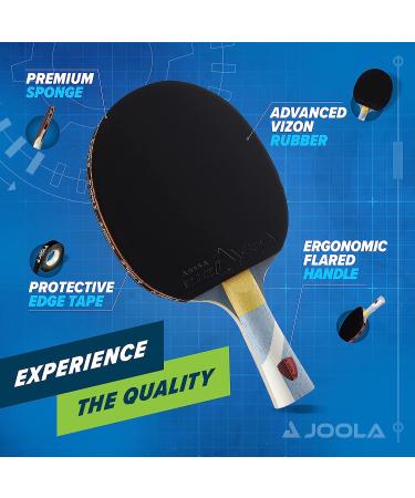 JOOLA Omega Strata Table Tennis Racket - Tournament Level Ping Pong Paddle with Flared Handle and Vizon Rubber - Light Blue - Buy Online on SooperMarket.com