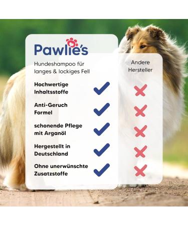 Pawlies Long-Haired Dog Shampoo with Organic Argan Oil & Biotin - Best Fur Care for Smell & Combability | Conditioner for Dogs - Buy Online on SooperMarket.com