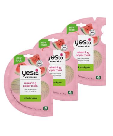 Yes To Super Fresh Paper Mask Watermelon 3 Count All Skin Types