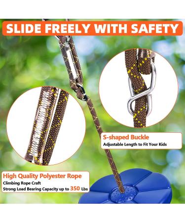 Outdoor Zip Line Kit for Kids - 65 Ft Slackline with Warrior Obstacle Course Accessories - 330lb Capacity - Buy Online on SooperMarket.com