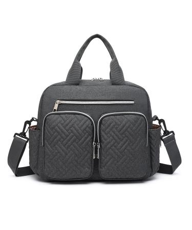 Kono Baby Changing Bag Large Weekender Travel Nappy Tote Stylish for Mom and Dad Convertible Travel Tote Messenger with Insulated Pockets Dark Grey