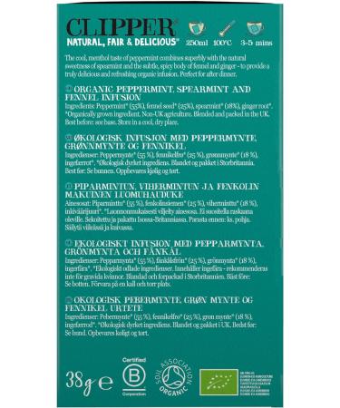 Clipper Organic After Dinner Mint & Fennel Tea Bags | 20 Infusion Peppermint & Fennel Sachets | Caffeine Free Teabags | Eco-Conscious Herbal Tea Bags | Natural Unbleached Plant-Based & Biodegradable Pack of 3 - Buy Online on SooperMarket.com