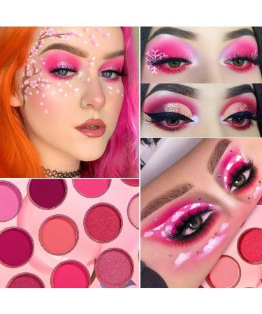 Pink Purple Eyeshadow Palette Makeup 12 Colors Pigmented Matte Shimmer Cute Eye Shadow Tone Small Bright Peach Red Violet Eyeshadow Pallet Long Lasting Shades For Girl Women Summer Travel - Buy Online on SooperMarket.com