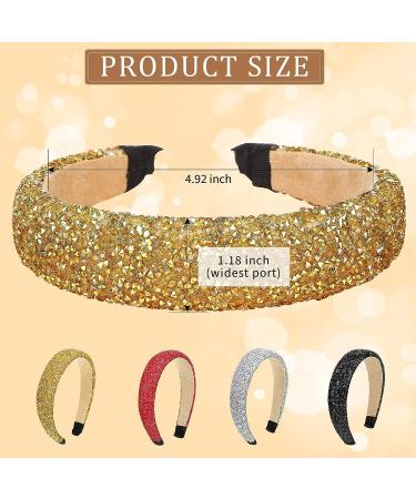 4-Piece Rhinestone Crystal Headband Set - Handmade Bling Hairbands for Women & Girls in Black, White, Red, Gold - Buy Online on SooperMarket.com