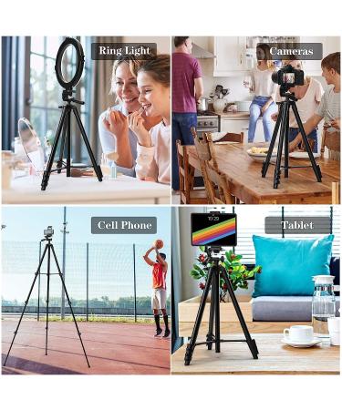 KINGJUE 60'' Camera Phone Tripod Stand for Canon Nikon DSLR | Universal Tablet Phone Holder, Remote, Bubble Level, Carry Bag | Max Load 6.6LB - Buy Online on SooperMarket.com