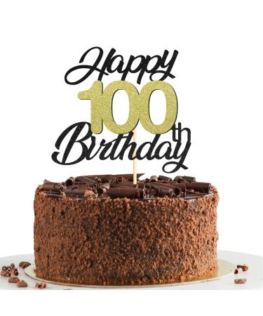 Sumerk 100 cake attachments for the 100th birthday cake attachments birthday party decoration accessories gold and black 1 pack of cake lid for his 100th birthday