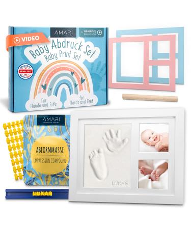 Amari plaster print set baby hand and foot- print set baby with letters numbers and picture frames- plaster printing baby hand and foot print set baby impression footprint baby with picture frame