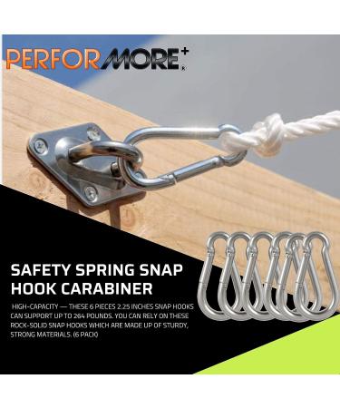 6 Pack of 2 1/4 Inches Stainless Steel Safety Spring Snap Hook Carabiner  Multi-Purpose Heavy Duty Stainless Steel Carabiner Clips for Keys Swing Set Camping Fishing Hiking Traveling - Buy Online on SooperMarket.com