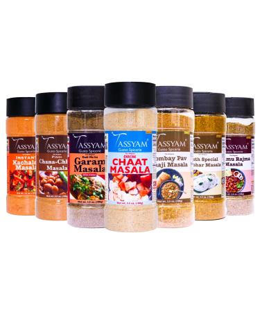 Tassyam PAN Indian Essentials Spice Combo 700 grams Dispensers | Since 1940 | Sambhar Pav Bhaji Garam Masala Rajma Chaat Masala Chhole Kachaloo Chaat | Incredible Value
