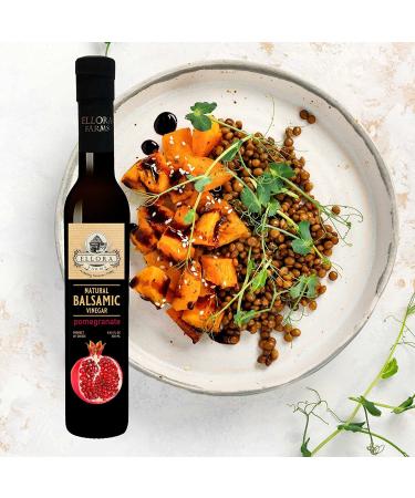 Ellora Farms Pomegranate Infused Aged Balsamic Vinegar 8.45oz - All Natural, No-Additives, Italian Glass Bottle - Buy Online on SooperMarket.com