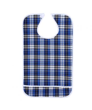 Adult Bib 3Colors Adult Waterproof Mealtime Bib Double Layer Elder Dinning Clothes Protector Ideal for Inconvenience People(Blue)
