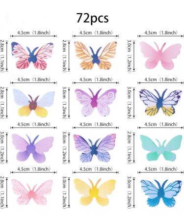 Rsstarxi 72 Pack Edible Butterfly Cupcake Toppers 3D Colorful Butterfly Cupcake Picks Realistic Butterfly Dessert Cake Decorations for Baby Shower Wedding Birthday Party Decorations Design 3 - Buy Online on SooperMarket.com