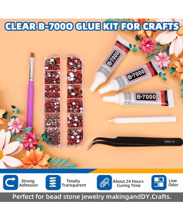 Glarks B7000 Jewelry Adhesive Glue with Rhinestone Gems Kit 2600Pcs Red Rhinestones with Gems Adhesive Flat Back Gems Crystal Rhinestones with 6Pcs Dotting Tools for Craft Nail Art - Buy Online on SooperMarket.com