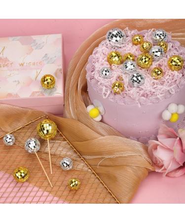 30pcs Disco Ball Cupcake Toppers Mini Disco Ball Picks Retro Cake Decorations with Stick 70s Disco Theme Party Supplies for Dessert Birthday Decor Ornament (Silver Gold) - Buy Online on SooperMarket.com