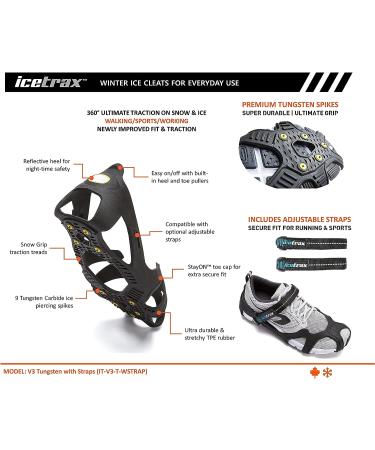 Ice Cleats Combo Pack - ICETRAX V3 Tungsten Crampons with Straps - Non-Slip Shoe Grippers for Snow and Ice - L/XL Size - Buy Online on SooperMarket.com