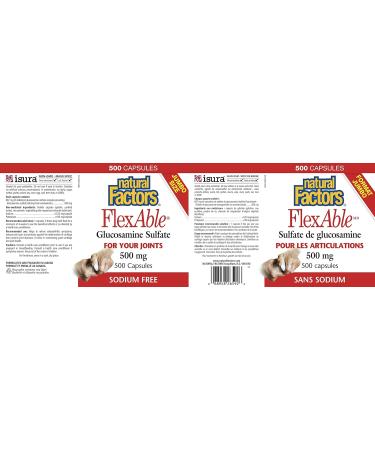 Natural Factors - Glucosamine Sulfate 500mg Sodium Free Flexable - 500 Capsules - Buy Online on SooperMarket.com