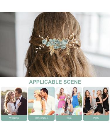 Healeved Crystal Flower Wedding Hair Comb - Hair Combs Hair Accessories for Women Green Bridesmaid Bridal Hair Accessories for Wedding Prom Birthday Party - Hair Accessories Wedding Guest - Buy Online on SooperMarket.com