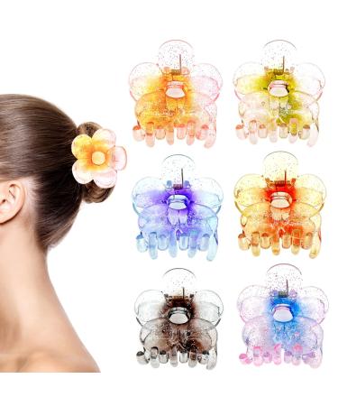 Yeah boom 6 pieces of flowers hair clips women hair clips for women flower-hair clips hair claws hair jewelry decorative hair jewelry hair spiral clip non-slip plastic hair clip 6 pcs/plum blossom