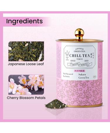 Sakura Green Tea by CHILL TEA Tokyo (100g Loose Leaf) - Cherry blossom tea Japanese Tea Loose Leaf Tea Flavoured Tea- Fruity Floral Flavour Taste of Japan 100 g - Buy Online on SooperMarket.com