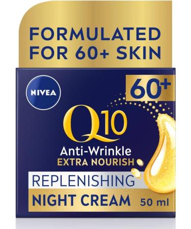 NIVEA Q10 Power 60 + Skin Anti-Wrinkle + Replenishing Night Cream (50 ml) Powerful Anti Ageing Cream Night-Time Moisturiser for Women with Coenzyme Q10 Night Face Cream