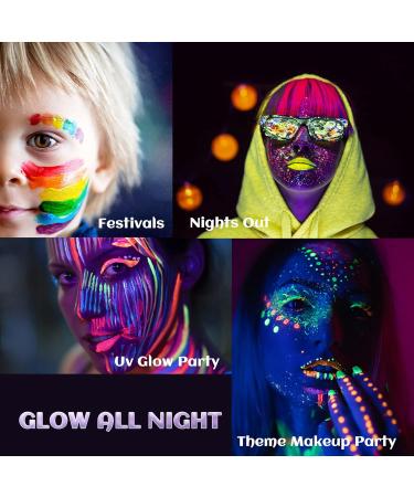 UV Face and Body Paint Glow Set - 8 Fluorescent Colors for Halloween Art Party Fancy Makeup - Buy Online on SooperMarket.com