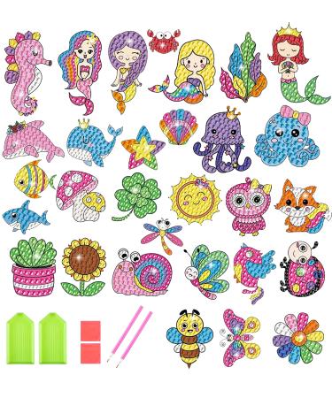 Svance 5D Diamond Art for Kids - 30Pcs Mermaid Diamond Painting Stickers Gem Art Diamond Painting Kits Diamond Paint by Numbers Arts and Crafts for Girls Ages 6-8-12 Mermaid Stickers
