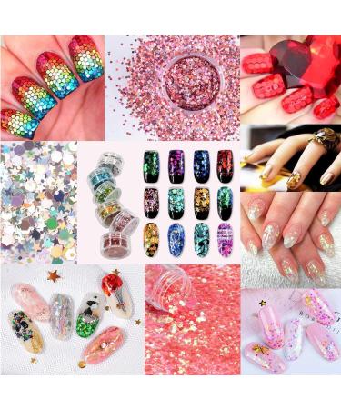 Veroa 12 Colors Chunky Glitter Set for Face, Body, and Hair - Festivals, Parties, Raves - Bright Festive Accessories (5g*12PCS) - Buy Online on SooperMarket.com