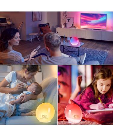 Baozily Light Alarm Clock Sunrise Sunset Simulation Double Alarms Snooze FM Radio & 11 Color Options Wake Up Naturally! - Buy Online on SooperMarket.com